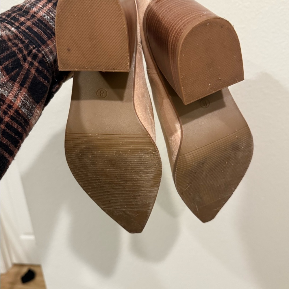 Chic Beige Suede Heeled Boots 8 - Picture 4 of 5